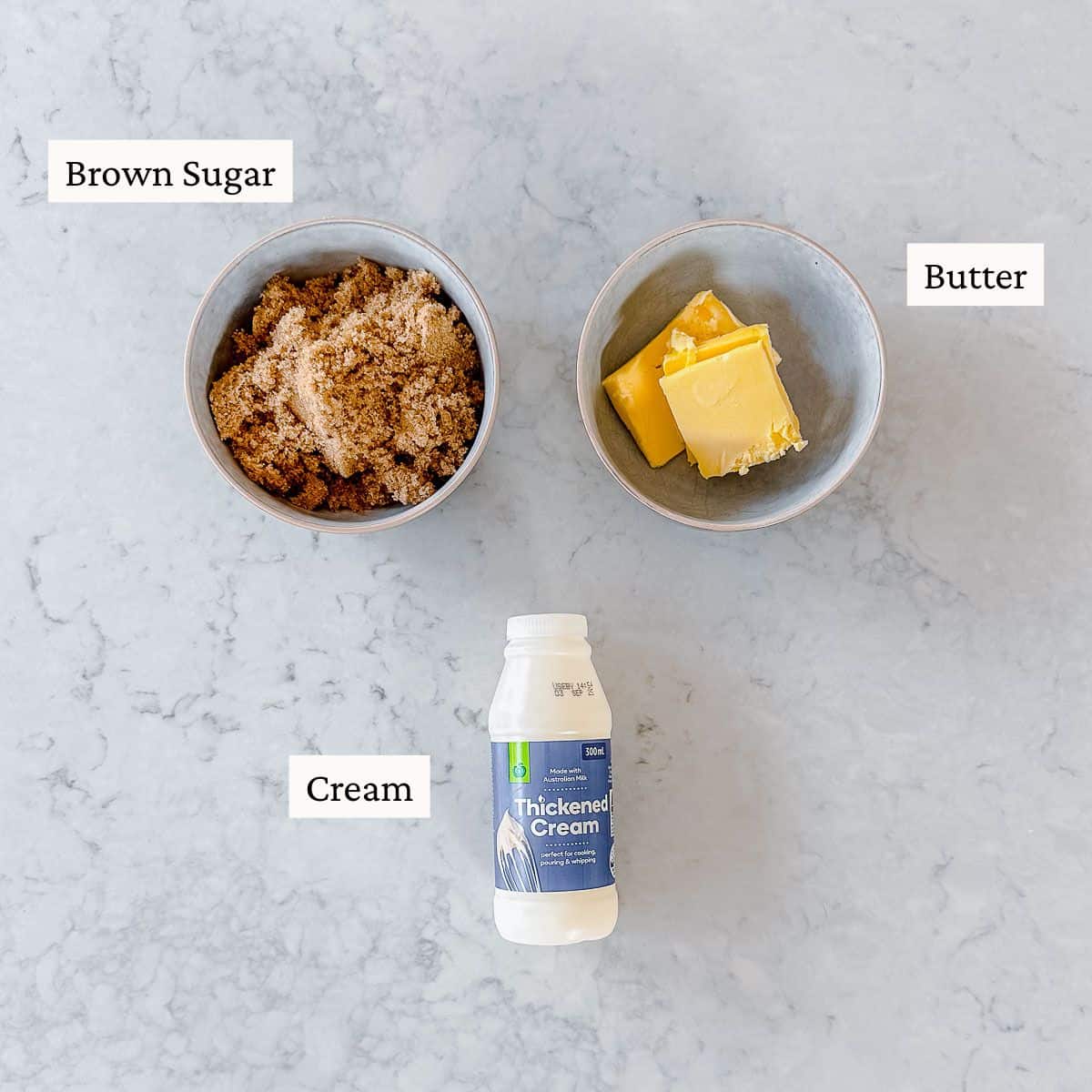 Ingredients to make Caramel Sauce in the Thermomix.